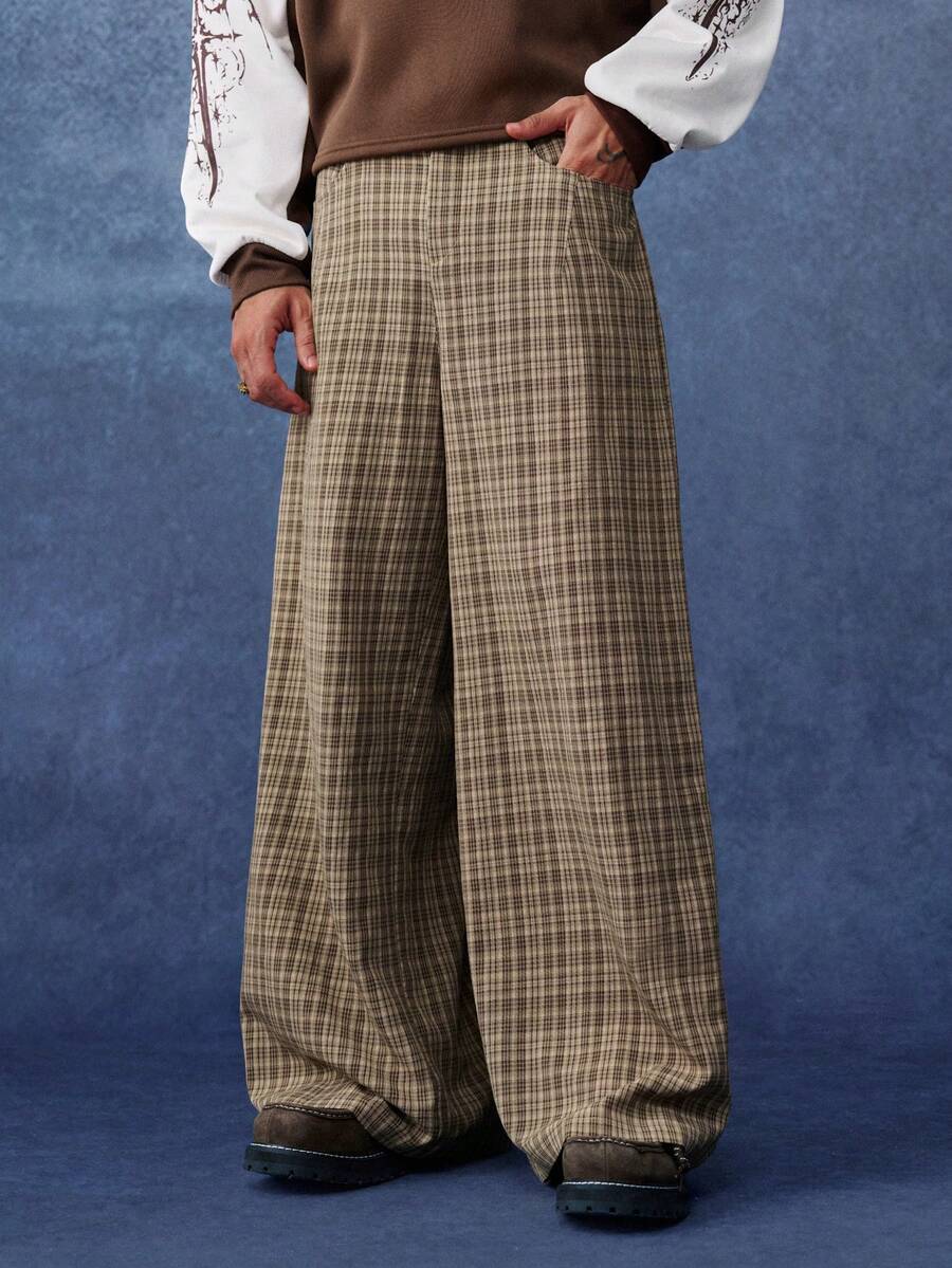 PAVTROS Men's Vintage Collegiate Style Long Pants - Khaki - View 1