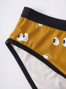 SCOOBY-DOO X SHEIN 女款字母卡通印花撞色細肩帶背心與三角內褲休閒日常內衣套裝 - 棕色 - 查看 8