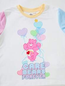 SHEIN X Care Bears 少女卡通印花拼色圓領短袖T恤 - 彩色 - 查看 4