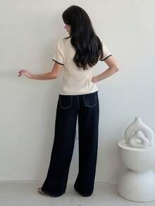 Yasmeen Edit Yasmeen Edit Apricot New Chinese Style Button Collar Short Sleeve Waist Cinched Spring/Summer New Women Shirt - Apricot - View 3