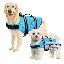 1pc Dog Life Jacket, Adjustable Chest & Neck, Tear-Resistant Pet Life Vest, Suitable For Medium & Small …Dogs, Boating, Swimming, High Buoyancy, Includes Easy-Carry Handle And D-Rin - Multicolor - View 2