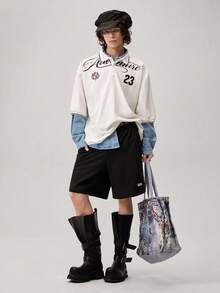 Men's Casual Letter Print Polo Shirt, Summer - White - View 7