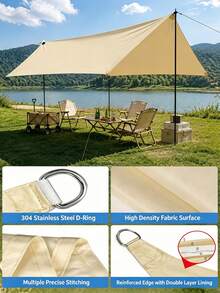 1 Rectangular Waterproof Sunshade With Arc Edge Design, 90% UV Blocking Rate, Heavy-Duty Shade Canopy For Courtyard, Balcony, Terrace, Backyard, Frontyard, Courtyard, And Pavilion. Sunshade Sail, Courtyard Sun Protection, Outdoor Sunshade - Multicolor - View 5