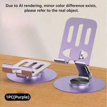 1Pc Foldable Phone Stand, Universal 360° Rotatable Adjustable Aluminum Alloy Desktop Phone Holder Base, Pocket Size, Portable Essential Accessory For Travel & Office Use - Multicolor - View 8