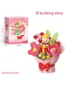 POKOJA LAND Cute Forever Flower Building Blocks Bouquet With Hidden Mini Teddy Bear, DIY Assembly Floral Brick Model, Tabletop Home Decor, Ideal Holiday Present For Girls & Lovers - Multicolor - View 6