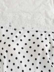 SHEIN Teen Girls Teenage White Black Polka Dot Lace Short Sleeve Personalized Elegant Charm, Summer, Knit, Back To School, Vacation,3 Pack - White - View 5