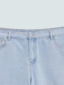 Modcrash Plus Size Men's Loose Pocket Relaxed Fit Wide Leg Denim Shorts Going Out Hang Out Vacation Street College - Light Wash - View 8