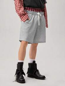 Men's Summer Casual Loose Shorts, Standard Size, Gray Color Block Waistband - Grey - View 4