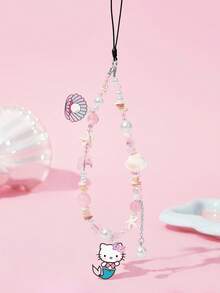 HELLO KITTY AND FRIENDS | SHEIN 時尚可愛卡通狗壓克力手工串珠手機鏈 手機掛繩 手機吊飾 - 彩色 - 查看 2