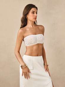 Hourtrue 1 Stück Stück sexy Leoparden-Spitze-Jacquard-Bustier mit verstellbarem Rückenverschluss für Damen - Weiss - Übersicht 5
