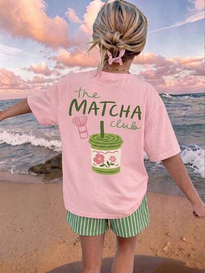 Teenager Mädchen Lässig Minimalistisch Lockerer Rundhals Kurzarm T-Shirt und Lockere Shorts 2-teiliges Set, Geeignet für Frühling und Sommer