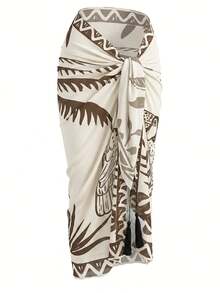 Swim Vcay Women's Coconut Print Casual Beach Cover-Up Skirt - Multicolor - View 4