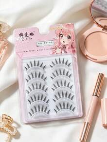5 Pairs Cluster Style Natural A Type Korean Girl Group Makeup False Eyelashes Transparent Stem For No Makeup Look Must Have Beauty Accessory - View 5