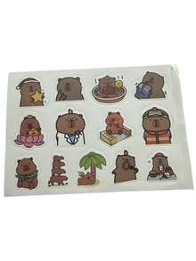 SHEIN 100pcs Cute Capybara Cartoon Stickers, Reusable PVC Stickers, Suitable For Laptop, DIY Accounting, Water Bottles, Luggage, Helmets, Spring Decorations, Asymmetrical Shapes, Applicable To Plastic, Glass, Metal, Ceramic Surfaces (Random Styles) - Multicolor - View 11