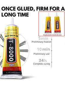 1 件 15ml/50ml/110ml T8000 胶水，工艺粘合剂，用于手机屏幕修复玻璃木工艺品金属和宝石、钻石画亚克力尖钻 DIY、珠宝钻专用胶水圣诞节节日礼物 - 黃色 - 查看 7