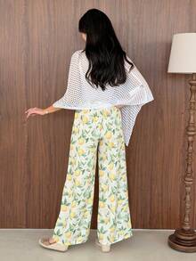 Yasmeen Edit Yasmeen Edit Allover Lemon Print Wide Leg Pants - Multicolor - View 2
