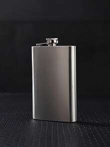 1pc Silver Stainless Steel Outdoor Camping Portable Hip Flask For Liquor - Silver - View 2