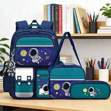 1SET 3PCS Astronaut Backpack Set - Large Capacity Multi Compartment Crossbody Bag With Matching Pencil Case Hanging Charm For School Travel - Sets - View 9