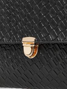 SHECARRY Ladies Fashionable Elegant Simple Classic Versatile Black Woven Embossed PU Clutch Bag Envelope Bag, For Daily Dating Party Commuter Afternoon Tea - Black braided - View 6