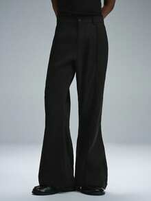 STYNVO Men's Solid Color Pocket Casual Flared Trousers - Black - View 5