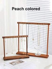 1pc Walnut Color Multi-Function Display Rack, Key Holder Rack, Wooden Jewelry Organizer, Small Accessory Hanger, Bracelet & Earring Display Stand, Essential For Back To School Season, Room Decor - Multicolor - View 7