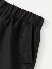SHEIN Kids Teen Boy Street-Style Gothic Letter Print Cargo Pants Back To School/School Clothes Fall Teens Suitable For The Fall Back-To-School Season - Black - View 6
