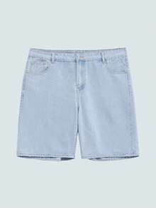 Modcrash Plus Size Men's Loose Pocket Relaxed Fit Wide Leg Denim Shorts Going Out Hang Out Vacation Street College - Light Wash - View 4
