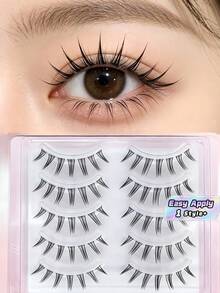 5 Pairs Cluster Style Natural A Type Korean Girl Group Makeup False Eyelashes Transparent Stem For No Makeup Look Must Have Beauty Accessory - View 1