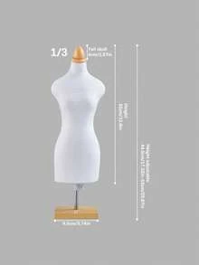 1 Mini Mannequin Sewing Teaching Prop With Square Base For Clothing Display - Beige - View 3