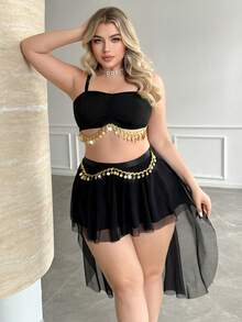 Fantasy Costume Fantasy Costume طقم ملابس داخلية تنكري راقصة من المنطقة الغربية 2 قطعة - الأسود - مشاهدة 3