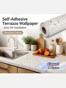 Waterproof Contact Paper,Granite Gold Peel And Stick Countertops Desk Cover Cabinet Shelves Sticker,Kitchen Counter Top Laminate Self Adhesive Granite Countertop Paper,Home Decor - apricot - View 2