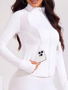 Easithlete Easithlete Women's Solid Color Zipper Casual Versatile Daily Travel Sports Jacket - White - View 3