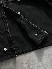AXEPEAK Men's Spring/Autumn Casual Denim Jacket - Black - View 5