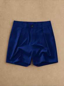 GENTILAND Men's Solid Color Button Casual Versatile Daily Travel Shorts - Navy Blue - View 2