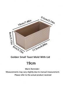 1 Standard Size Toast Mold, Black/Gold, Rectangular With Lid, Textured. Evenly Baked, Easy To Release. Kitchen Baking Tray, Bread Baking Pan, Kitchen Baking Accessory Is An Excellent Choice For Baking Bread On Weekends And Holidays. - Multicolor - View 12