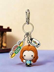 FRIENDS X Joivida FRIENDS 1個3D創意鑰匙圈吊飾，可愛咖啡杯造型附卡通細節，時尚立體設計，適用於包包裝飾 - 彩色 - 查看 3