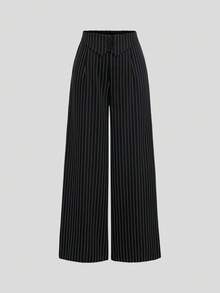 Sweetra Women's Sweetro Elegant Casual Commute Night Out Business Office Off-Shoulder Pants Suit Set Black And White Striped Summer - Black - View 5