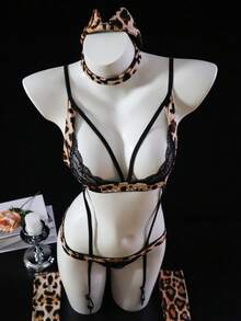 Dansine 2026 Spring/Summer New Leopard Print Sexy Lingerie Role Play Uniform Sleepwear Set, Sexy Style For Dating - Multicolor - View 4
