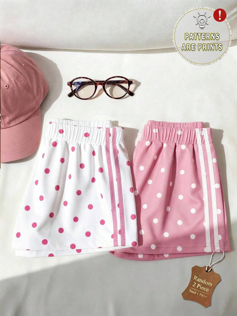 Tween Girl Tween Girl Tween Girls Casual Fashion Polka Dot Versatile Shorts Suitable For All , Chill Chill, Stylish Girls, Casual Wear, -Back Style, Chic - White - View 1