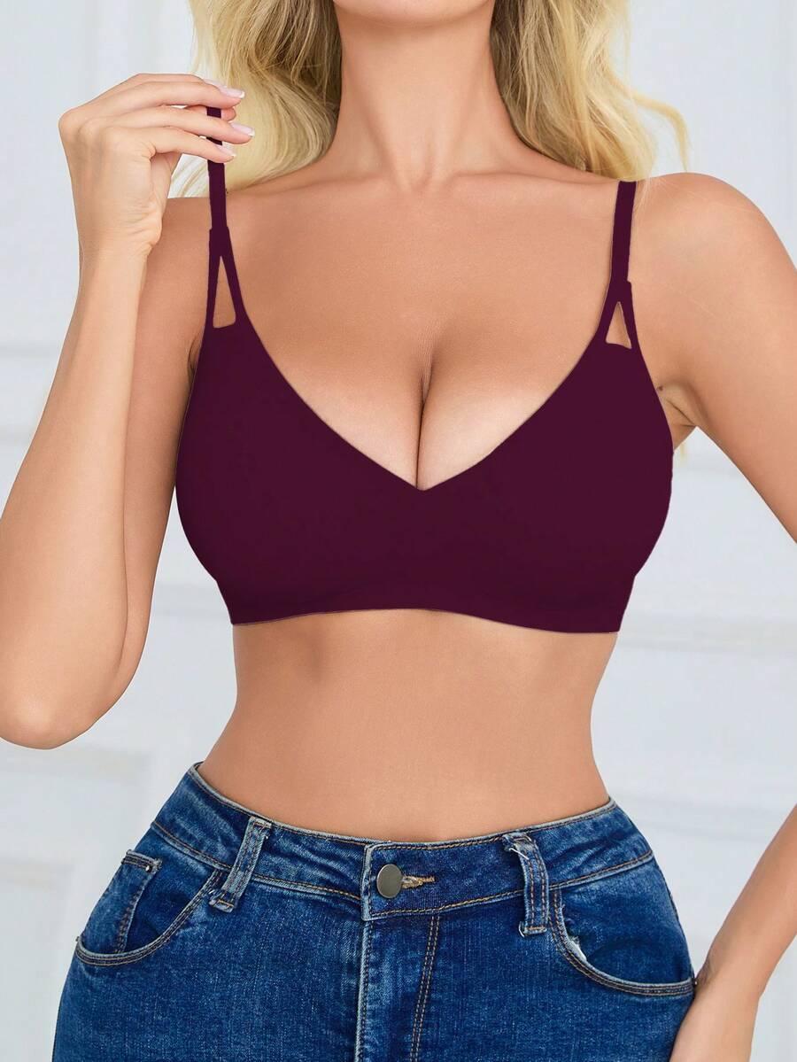 SHEIN 女款無縫內衣，1件裝 - 玫瑰紅 - 查看 1