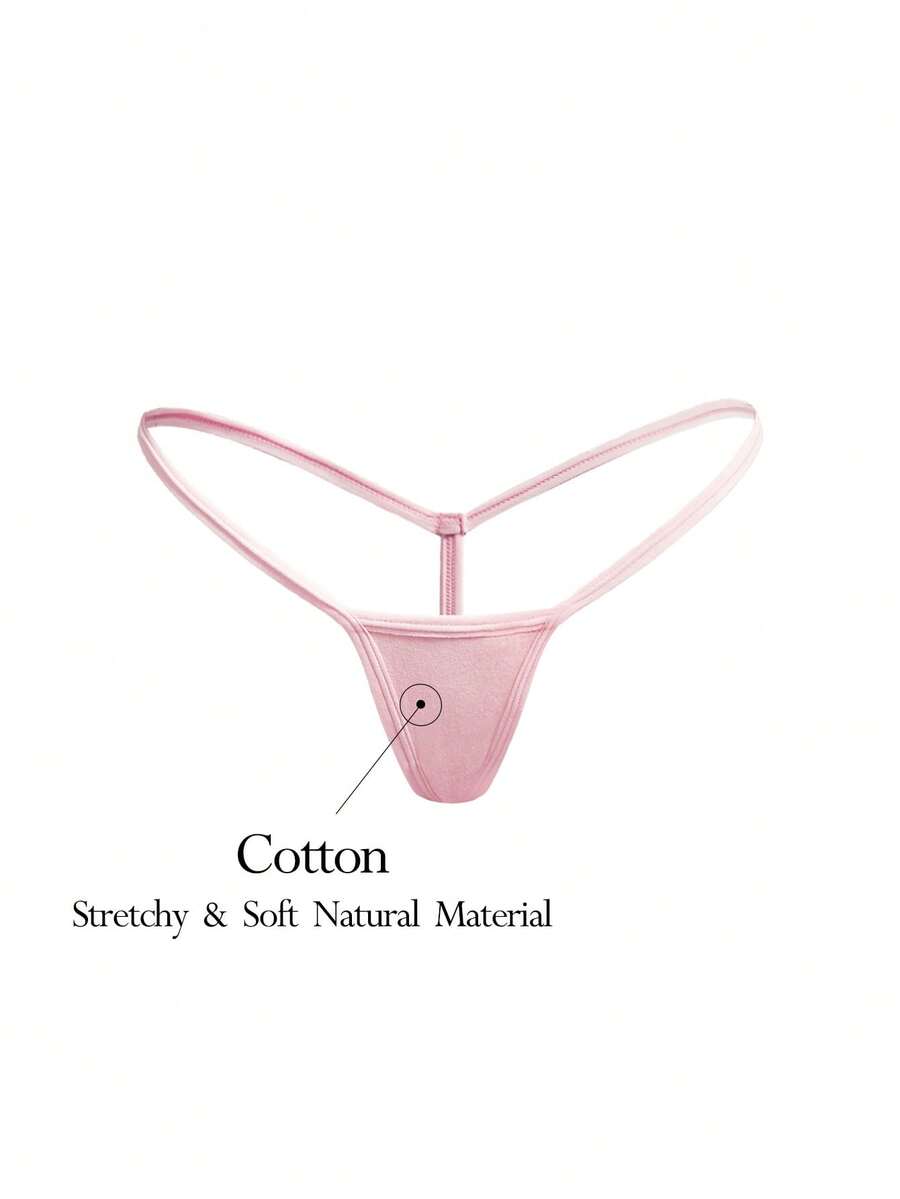 Ocili Women's Solid Color Sexy Mini Thong - Pink - View 1