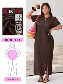 Solflare Chocolate Brown Plus Size Dress - Chocolate Brown - View 1