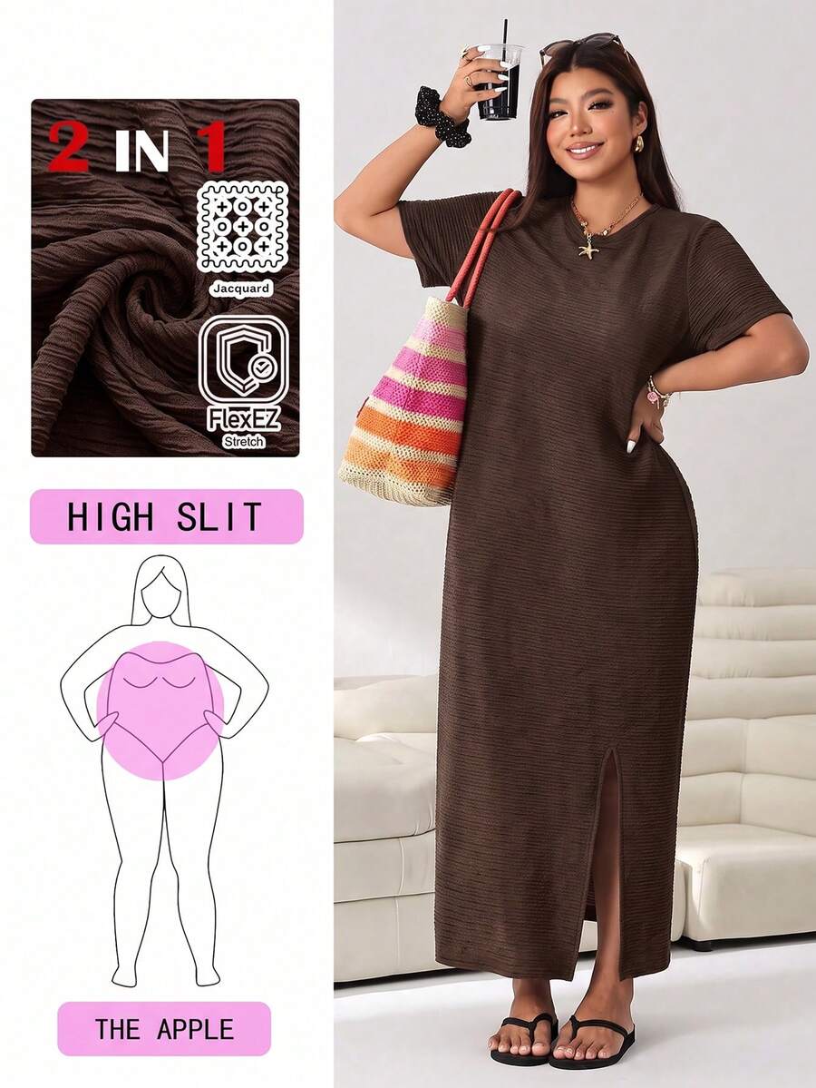 Solflare Chocolate Brown Plus Size Dress - Chocolate Brown - View 1