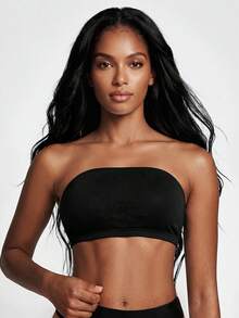 SHAPORA Women's Hollow Out Strapless Solid Color Bra - Black - View 4