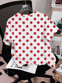 Betty Boop x SHEIN SHEIN EZwear 休閒波點卡通印花圓領短袖寬鬆女款T恤 - 彩色 - 查看 2