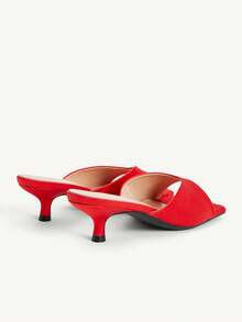CUCCOO CHICEST Open Toe Heeled Mules Back To School Shoes College Student Shoes Spring Shoes Spring Break Easter For Christmas - Red - View 6