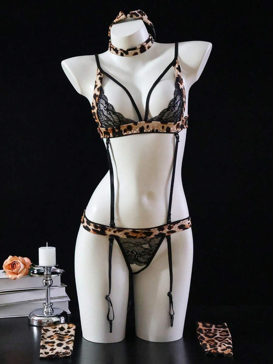 Dansine 2026 Spring/Summer New Leopard Print Sexy Lingerie Role Play Uniform Sleepwear Set, Sexy Style For Dating - Multicolor - View 1