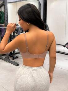 Slayform Women's Popular Fashion Comfortable Minimalist Solid Color High Cost-Performance High Quality Sports Bra 1pc - Coffee Brown - View 7