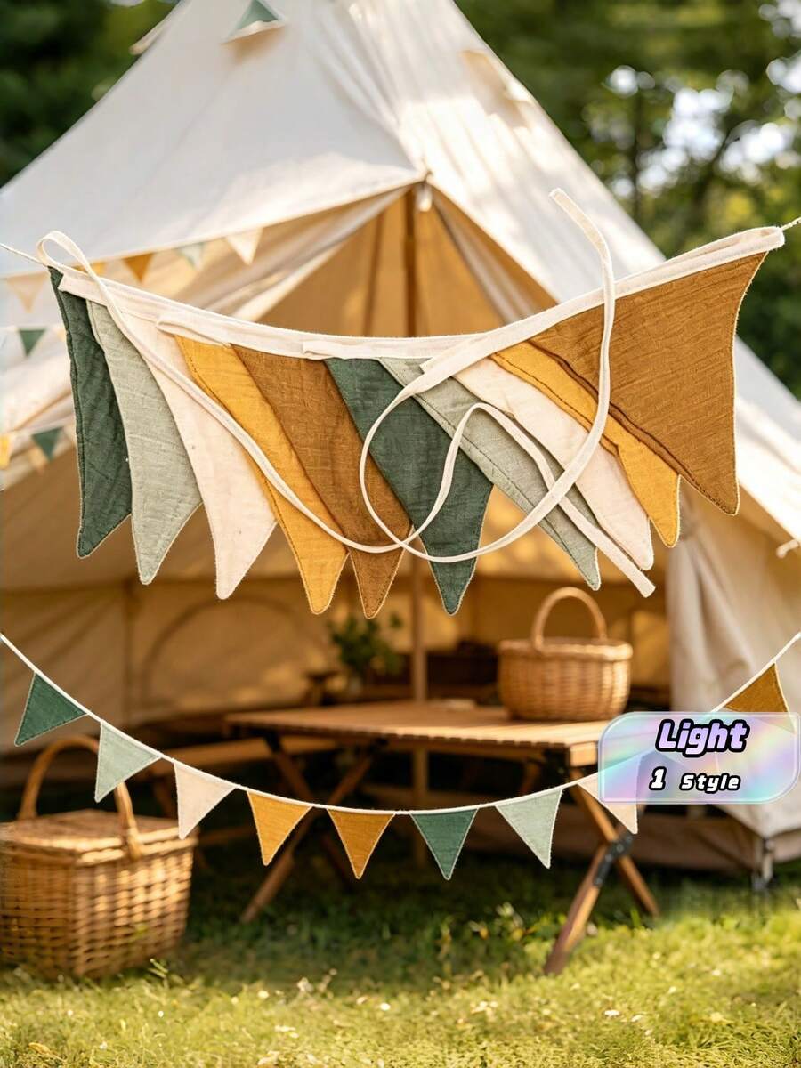 1pc Holiday Triangle Flag, Made Of Polyester Fabric, Reusable, Multicolor Triangle Flag Garland, Suitable For Various Holiday Indoor/Outdoor Boho Decor, Birthday Party Supplies, Wedding Bride Gift - multicolor - View 1