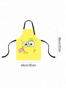 SpongeBob SquarePants | SHEIN 1件裝卡通圖案圍裙，舒適柔軟，廚房烘焙與清潔必備，適合男女通用，禮品首選 - 黃色 - 查看 3